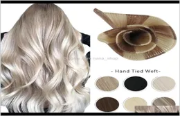 Wefts 10a handbundna inslagsförlängningar 100 procent jungfruligt mänskligt hår silkeslen rak osynlig brasiliansk blondin sy i buntar handmade9494426