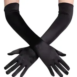 Five Fingers Gloves Women Stain 53CM Long Sexy Gothic Lolita Evening Party Hand Warmer 1920s For Cosplay Costume Opera Cocktail2962