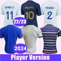 22 23 Mbappe Giroud Griezmann MensプレーヤーサッカージャージナショナルチームKante Benzema Dembele Home Away and 2024 Home Away Training Wear Football Shirts