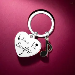 Keychains Music Fan Keychain Women Heart Key Chain For Men Musical Note Ring Rostfritt stål Pendant Fashion Jewelry Gift Accesorios