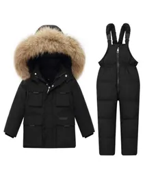 30 درجة شتاء بطة أسفل السترات الأطفال snowsuits girl parka coat boy fur fur extrude wild warm warm supsuit builsuit h09005417