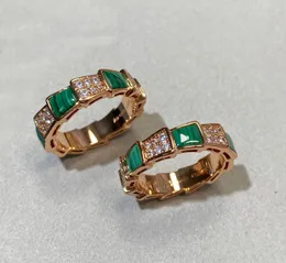 V gold material Luxury quality charm punk band ring with nature shell beads diamond in 18k rose gold plated have stamp box green malachite PS3196B