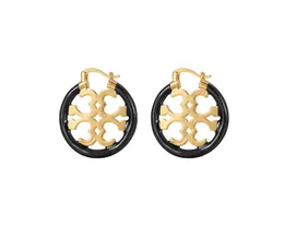 Hoop Huggie Carved Hoop earrings with Colored Circle Metallic Jewelries for Women