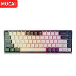 MUCAI MK680 USB-Gaming-Mechanische Tastatur, roter Schalter, 68 Tasten, kabelgebunden, abnehmbares Kabel, RGB-Hintergrundbeleuchtung, austauschbar, 240304