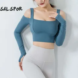 Lu Align Lemon Shirt Long Sleeve Women Yoga Sport Bra Fiess Top Off Shoulder Running T-shirts Jacket Crop Tops Sexy Gym Clothes White s Jo