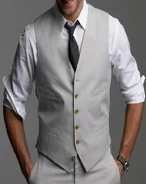 Light Grey Men Suit Groom Vest New Autumn Slim Fit Wedding Groomsmen Waistcoat 2019 Custom Made4883177