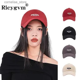 Ball Caps RICYGVM Fashion Letter Baseball Hat For Women Soild Color Peaked Cap Unisex Casual Snapback Duck Tongue Cap Long Brim Sun VisorsY240315