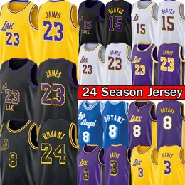 Ed Lakeres Bryant 6 LeBron 23 James Basketball Jersey Austin Reves D'Angelo Russell Anthony 3 Davis Los Angele City Men Kid Youth Retro Shirt Yellow