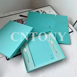 Set di penne firmate per notebook blu di design, set di quaderni aziendali per studenti, confezione regalo per il giorno degli insegnanti