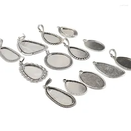 Pendant Necklaces 2PCS Antique Silver Alloy Geometry Pendants Simple Irregular And Round Cabochon Tray Setting DIY Jewelry Making Findings