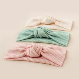 Hair Accessories 3pc Solid Color Single Knot Baby Headband Cotton Rib Bow Elastic Hairbands Girls Kids Party