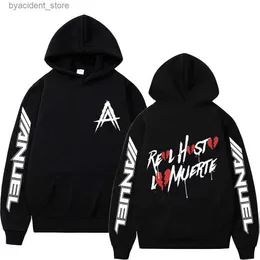 Herrtröjor tröjor heta försäljningsrappare anuel aa riktiga hasta la muerte hoodie män kvinnor mode estetiska hiphop tröjor överdimensionerade tröjor hoodies l240315