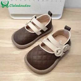 First Walkers Shoes leather dress Claladoudou for little girls birthday wedding sewing monochrome brown spring childrens shoes 240315