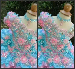 2019 Nuovo colorato carino bambino cupcake spettacolo vestito scintillante paillettes cristallo bambini abiti da spettacolo fiori fatti a mano bambina Pagea1052891