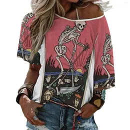 Magliette da donna Tarocchi della Morte T-shirt con collo a foglia di loto Camicia a maniche lunghe Moda elegante Tops Tees Arcani maggiori Halloween