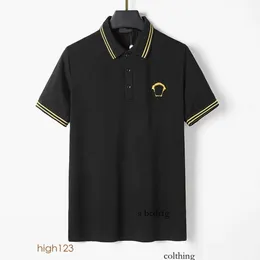 2024 Tasarımcının Yeni Polos Gömlek Lüks Tasarım Göğüs Üstü Kıdemli Ofis Erkek Tişört Moda Yaz Giyim M-3XL 967