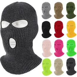 Tre hål håller ansiktet varma skidmask dubbelskikt stickad balaclava shiesty hatt för man kvinnor som rider skidhuvud nacke täcker skalle mössor