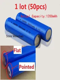 50 peças 1 lote 18650 37v 1200mah bateria recarregável de íon de lítio 37 volts baterias de íon de lítio placa positiva plana ou pontiaguda 7377162