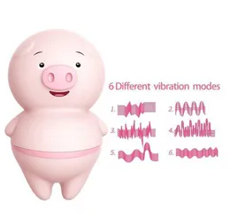 Modalità Cute Pig 6 Vibratori per le donne Lingua leccata Stimolazione del clitoride Masturbatore Massaggiatore per capezzoli Sesso femminile Mini USB Q05253150060