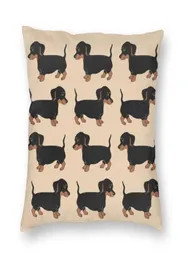 CuscinoCuscino decorativo Simpatico cucciolo di bassotto Modello Fodera per cuscino Stampa 3D Wiener Salsiccia Cane Custodia quadrata per cuscino per autoc5291406