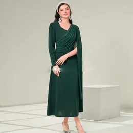 Wdzięku zielone krótkie sukienki na studniówkę v szyi a liniowa herbata damska formalna impreza sukienka plisowa szyfonowa specjalna sukienka OCN 326