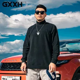 Erkek Hoodies Sweatshirts Gxxh Vintage Erkek Hoodies Belktleneck Sweatshirt Beyaz Siyah Siyah Boyutlu Erkek Gevşek Pamuk Katı DRN Sıcak Dip Gömlek L240315