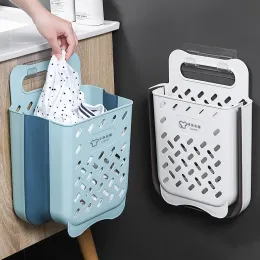 Baskets Bathroom Folding Dirty Clothes Storage Basket Laundry Basket Household Wall Hanging Large Portable PunchFree Put Clothes Bucket