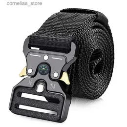 Bälten äkta Tactical Belt Quick Release Outdoor Military Belt Soft Real Nylon Sports Accessories Män och kvinnor Black Belt Plus Sizey240315