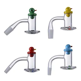 Duck Carb Cap Glas Ruby Pearls Beveled Edge Blender Spin Quartz Banger 10mm 14mm Male Joint 45 90 Degree for Glass Bong BSQB01 with cap