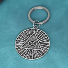 Keychains Keychain Pyramid All-Seeing Evil Eye Illuminati Key Chain Pendant Viking Men Egypt Vintage Slavic Jewelry Keyring