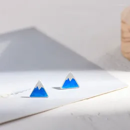 Серьги-гвоздики из серебра 925 пробы, синие треугольные иглы для женщин и девочек, милые элегантные подарки на день рождения, ювелирные изделия Pendientes Brincos Eh2024