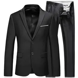 2023 Mens Business Fashion Hightleman Gentleman Black 2 Piece Suit Suit Blazers Coat Jacket Pants الكلاسيكية 240301