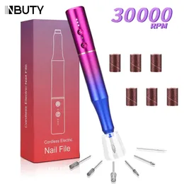 아크릴 겔 못을위한 Inbuty Electric Nail Drill Machine 30000rpm 네일 샌더 휴대용 매니큐어 페디큐어 연마 모양 도구 240314