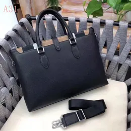 Neue berühmte Designer-Aktentasche für Herren aus reinem Leder mit schwarzen Querstreifen, Messenger-Tasche, Laptop-Tasche, Business-Büro-Tasche, Umhängetasche, Reisetasche, Umhängetasche, Geldbörse