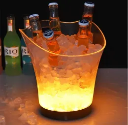 Secchiello per il ghiaccio ricaricabile a LED che cambia colore, refrigeratore per bottiglia illuminato a LED da 5 litri. Contenitore per birra, scatola per vino champagne, per tavolo, bar, discoteca