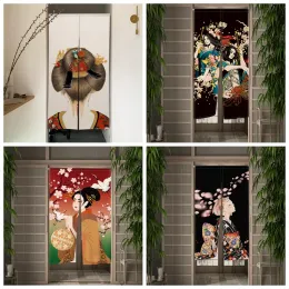 Шторы в японском стиле, дверная занавеска, гейша, ойран, цветы, перегородка, кухня, суши, крыльцо, дверной проем, вход, подвесная полузанавеска, декор комнаты