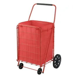 Carts Juggernaut Carts Zusammenklappbarer Einkaufswagen, 110 Pfund Kapazität, Trolley-Aufbewahrung, 40 x 21 x 25 Zoll, Rot