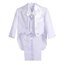 Chłopcy weselne przyjęcie urodzinowe Blazer Tuxedo Baby Boy Chrześcijanie strój płaszcz kamizelka spodni kamizelki bowtie dżentelmen garnitur ubrania 240313