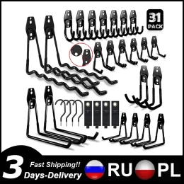 Raylar 14/31pcs Ağır hizmet tipi metal kanca garaj organizatör duvar montaj antislip bisiklet askı kancaları merdivenler için depolama kancası bahçe aracı