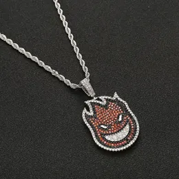 Buzlu Out Spitfire Kolye Kolye Halat Zinciri Kırmızı Kübik Zirkon Erkekler Hip Hop Rock Jewelry258u