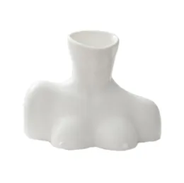 ヨーロッパのバスト彫刻花瓶樹脂リビングルーム装飾ノルディックスタイルの女性ホワイトボディアートオーナメントルーム装飾美学2104094360315
