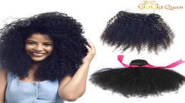 Brazilian Afro kinky Curly Hair Bundles With Closure Unprocessed Afro Kinky Curly With 4x4 Lace Closure Brazilian Human Hair Exten5339035