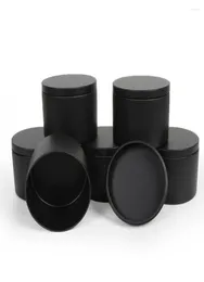 Garrafas de armazenamento 8oz lata de vela 6pcs pacote com tampas em massa diy recipientes pretos jar para fazer velas artes amp artesanato presentes4378724