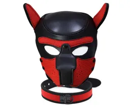 ファッションドッグマスク子犬のコスプレパッド入りラテックスゴムロールプレイのためのフルヘッド耳10色2205234645566