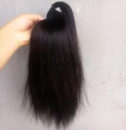 新しい到着ブラジルの人間のバージンレミーストレートポニーテールヘアエクステンションnatralブラックカラー100g 1バンドル5486879