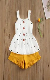 024m Born Baby Girls 2 -Stice Outfit Set Sweet Fresh Sleeveless Polka Dot Tops and Shorts for Kids Clothing Sets5004952