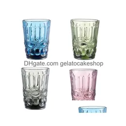 Weingläser, farbiges Glas-Trinkgeschirr-Set, Vintage-Trinkbecher, Hochzeit oder Partys, Rautenmuster, Drop-Lieferung, Hausgarten, Küche, Dhxiq