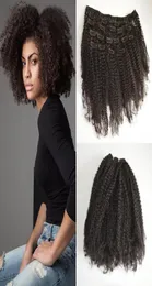 4A 4B 4C Afro Kinky Kıvırcık Kipi İnsan Saç Uzantıları Brezilya Bakire Remy Remy Saç Klipler Ins Beach Curl Saç Uzantıları Geasy4631844