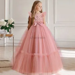 Abiti da ragazza Ragazze Abito natalizio fiore damigella d'onore costume da principessa abiti lunghi per sfilata di festa Prom comunione Abiti 13 14 anni 240315