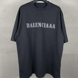 Tasarımcı Balanciaga T Shirt Slide Hoodie Light Up Balenciages Yüksek Kalite Doğru Versiyon Doğru Versiyon Highquality B 24SS YENİ MEKTUP BASKI KISA KULLANIM TSHI